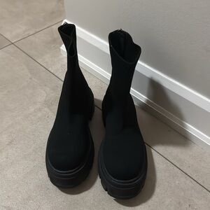 H&M Black Textured Lug Boots